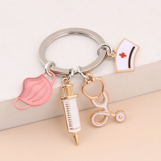 Car Nurse Doctor Mask Key Chain Support Medical Aid Staff