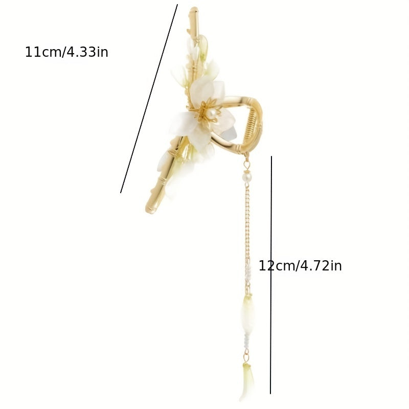 Flower & Tassel Hair Claw Bohemia Style Banana Clip