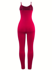 Solid Cami Jumpsuit Casual High Stretch Sleeveless Long Length Jumpsuit