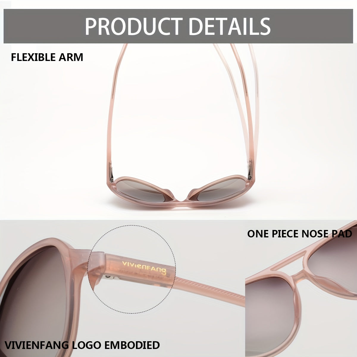 VIVIENFANG Polarized Aviator Sunglasses for Women Retro Milky Pink