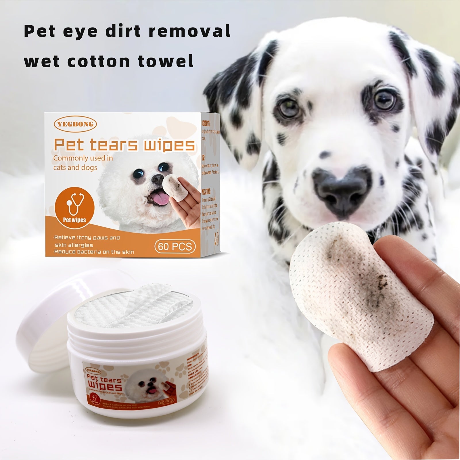 Pet Eye Cleaning Wipes - Removes Tears and Dirt - Pet Friendly