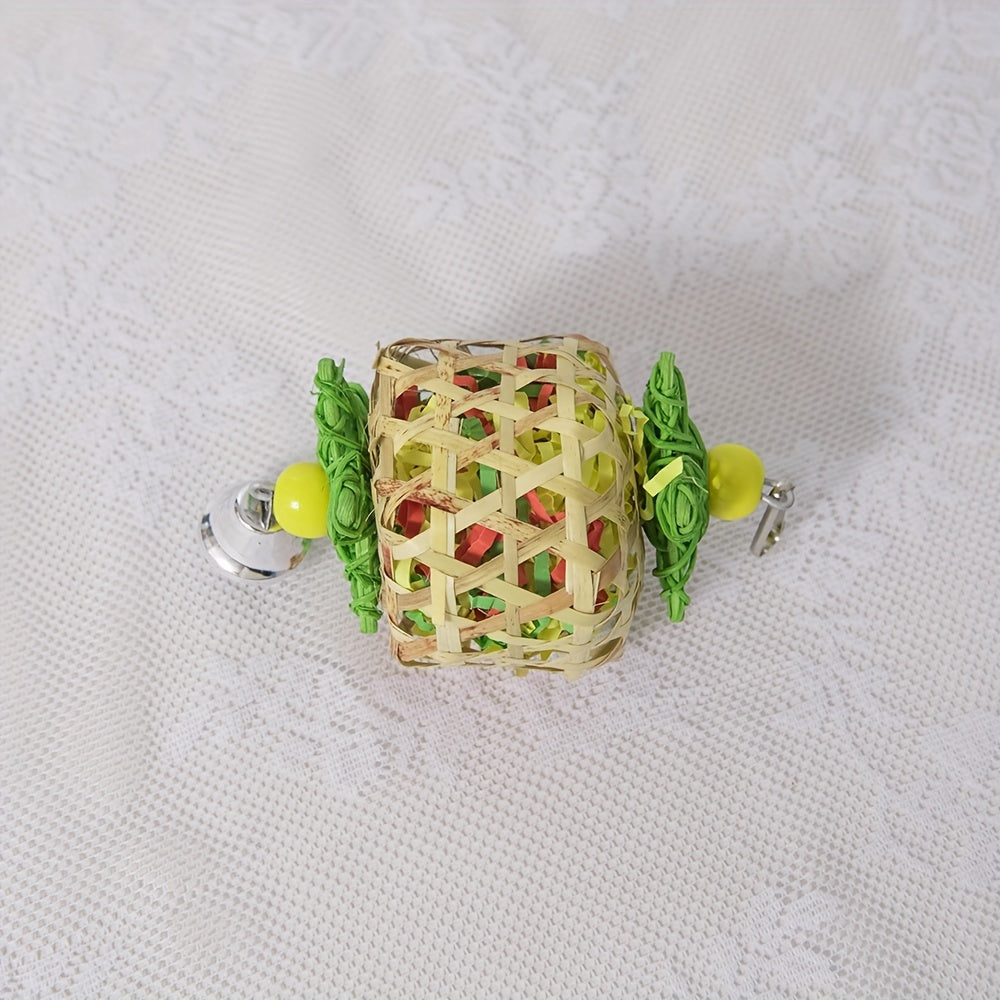 Interactive Bird Toy Rattan Ball with Paper Strips for Cage Enrichment