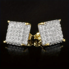 Men's Zircon Square Stud Earrings Hip Hop Party Gift Jewelry