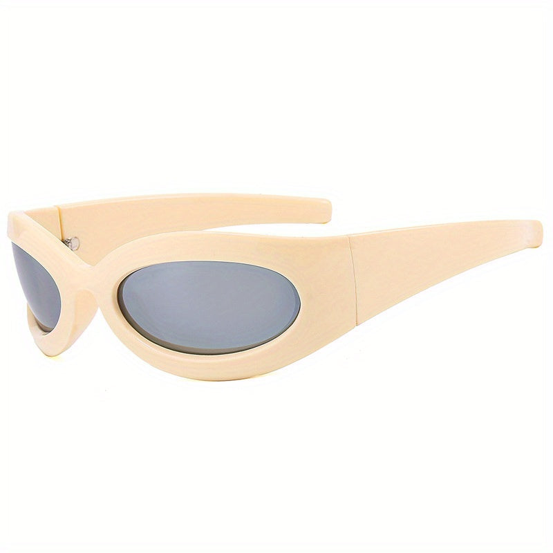 Y2K Wrap Around Sunglasses for Women Men Cyberpunk Mirrored Sports Sun Shades