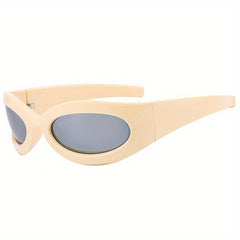 Y2K Wrap Around Sunglasses for Women Men Cyberpunk Mirrored Sports Sun Shades