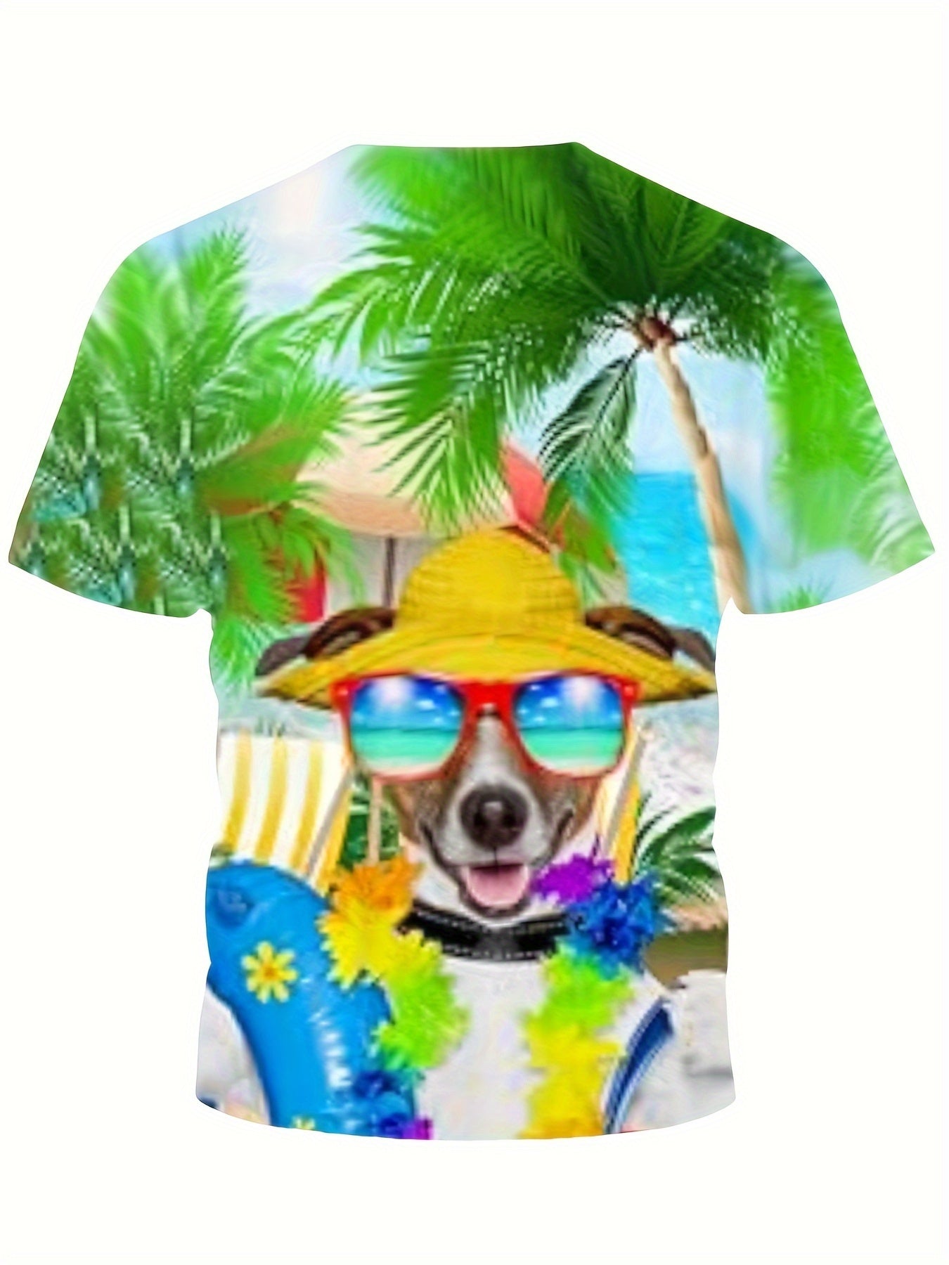 3D Hawaii Puppy Graphic Short Sleeve T shirt Loose Fit Pullover For Boys Girls