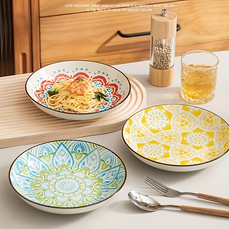 4 Pcs Ceramic Plate 20 32 Cm Floral Pattern Porcelain Dinner Plate