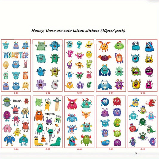 10pcs Little Monster Waterproof Temporary Tattoo Stickers