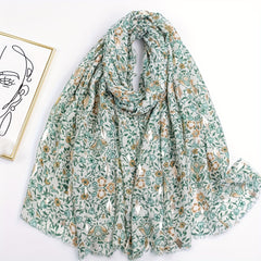 Rose Flower Scarf Boho Frayed Edge Shawl Head Wrap Sunscreen Windproof