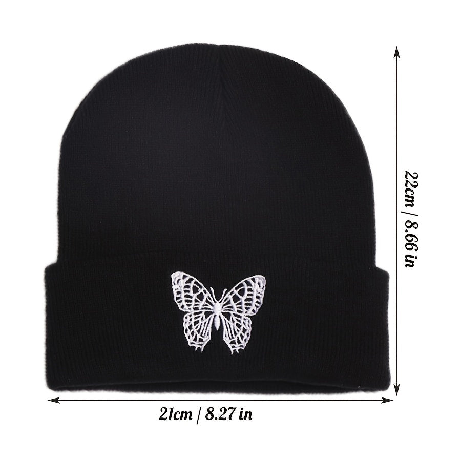 Alphabet Knitted Hat Embroidered Warm Hat Solid Butterfly Wool Hat