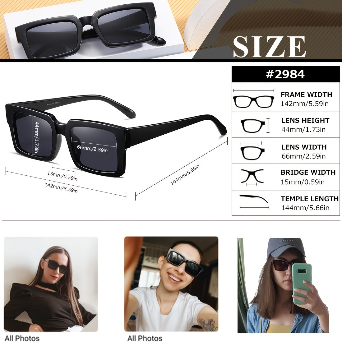 Minimalist Square Sunglasses UV400 Unisex Classic