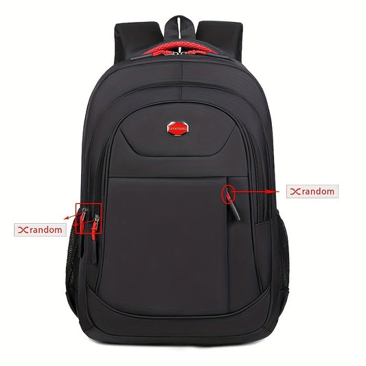 Durable Solid Colour Backpack with Multiple Zippers and Adjustable Straps