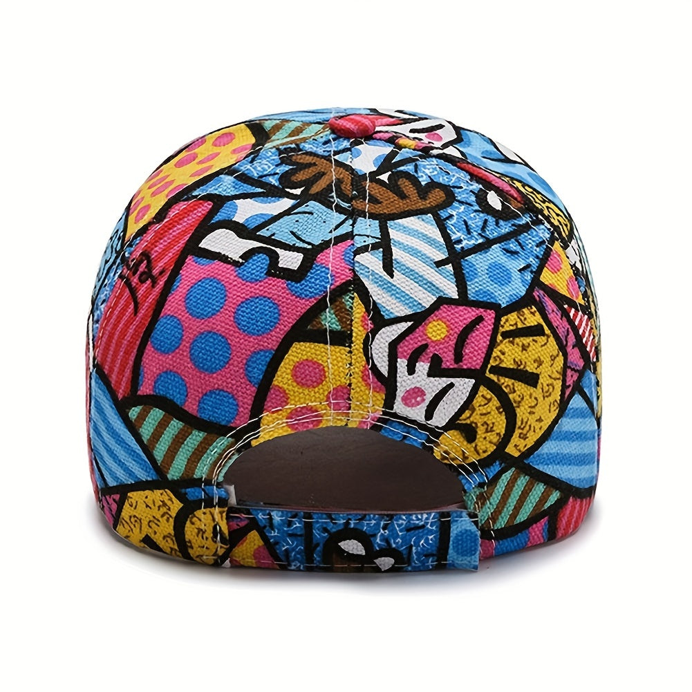 Graffiti Print Baseball Cap Cotton Shade Hat Men Women Adjustable Letter Hat