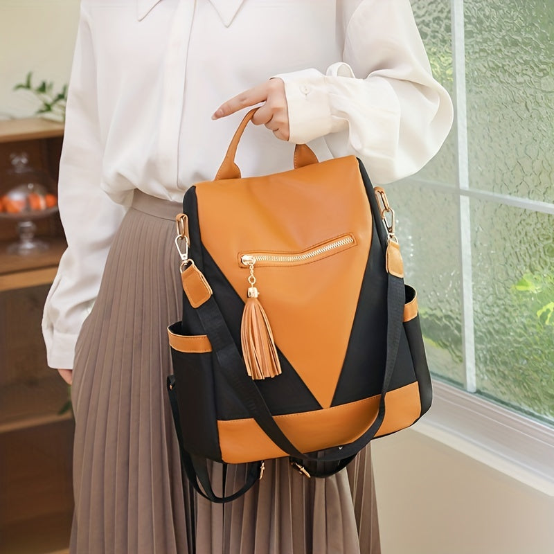 Contrast Backpack Purse Anti theft Lightweight Shoulder Bag