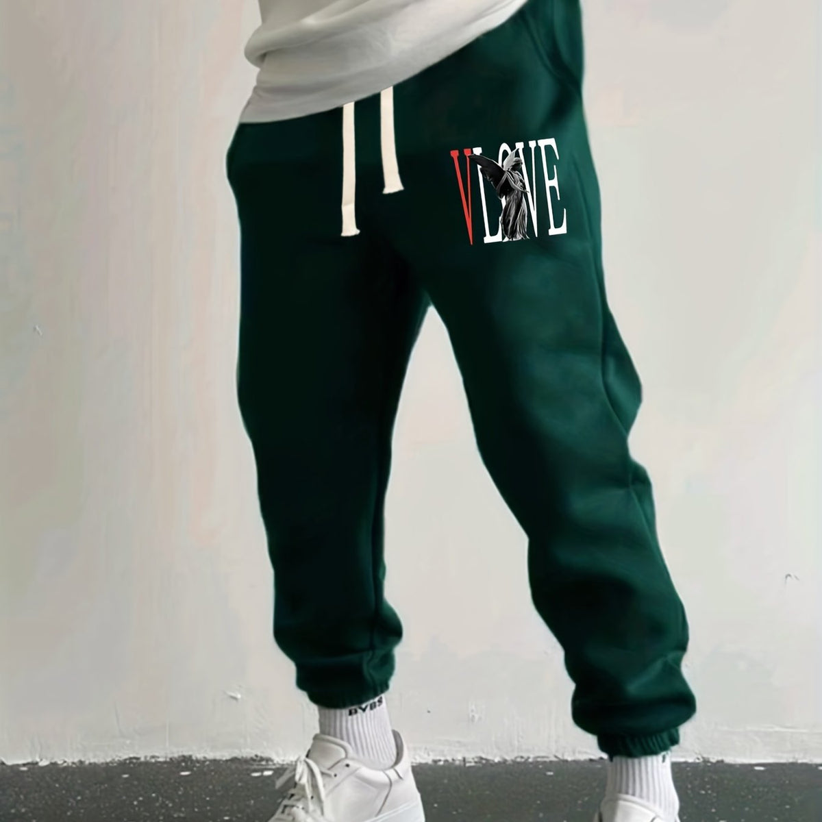 Vlove Men's Active Joggers with Stretchy Fabric and Print Sweatpants