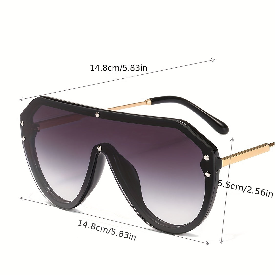 Y2K Aviator Sunglasses Punk Rivet UV400 Sun Shades for Beach Party Club