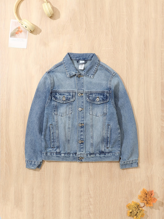 Kid's Comfy Denim Jacket Vintage Style Boy's Coat for Spring Fall