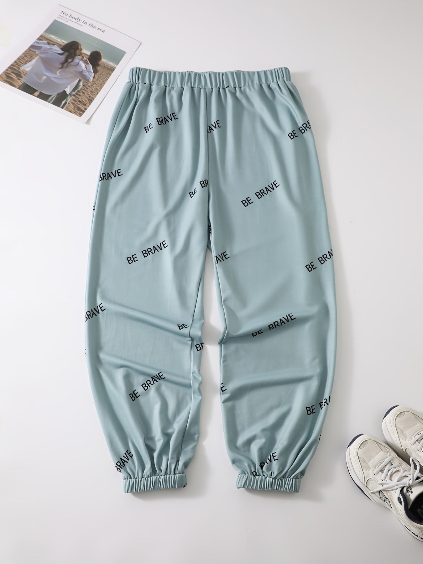  Letter Print High Waist Sweatpants Women's Plus Casual Pants