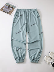  Letter Print High Waist Sweatpants Women's Plus Casual Pants