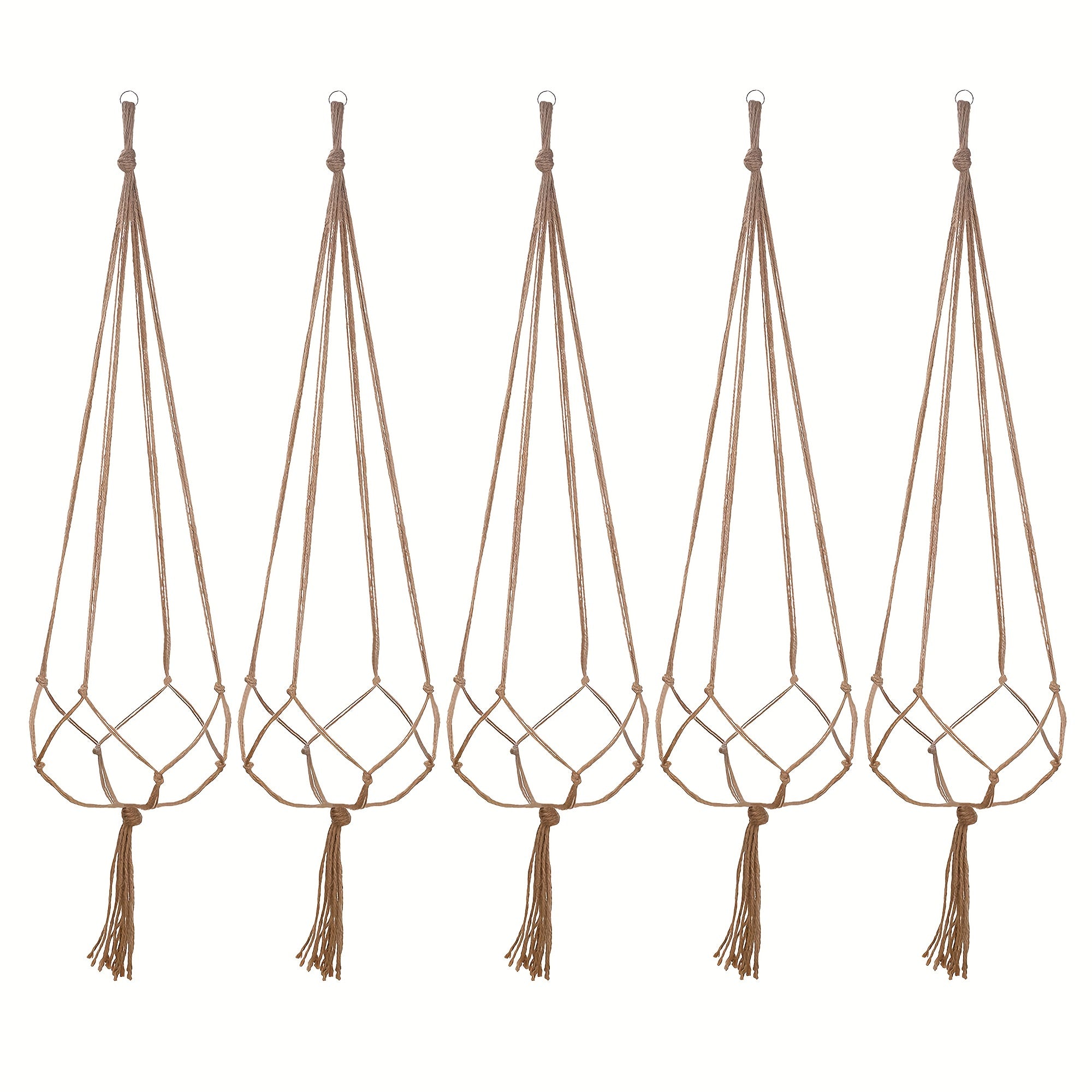 5-10pcs Brown Macrame Plant Hanger 35.4in Modern Tassel Detail Indoor Holder
