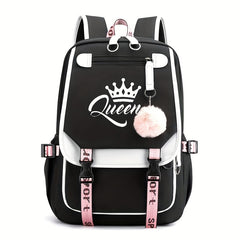 Queen Print Students School Backpack Large Capacity Casual Bag