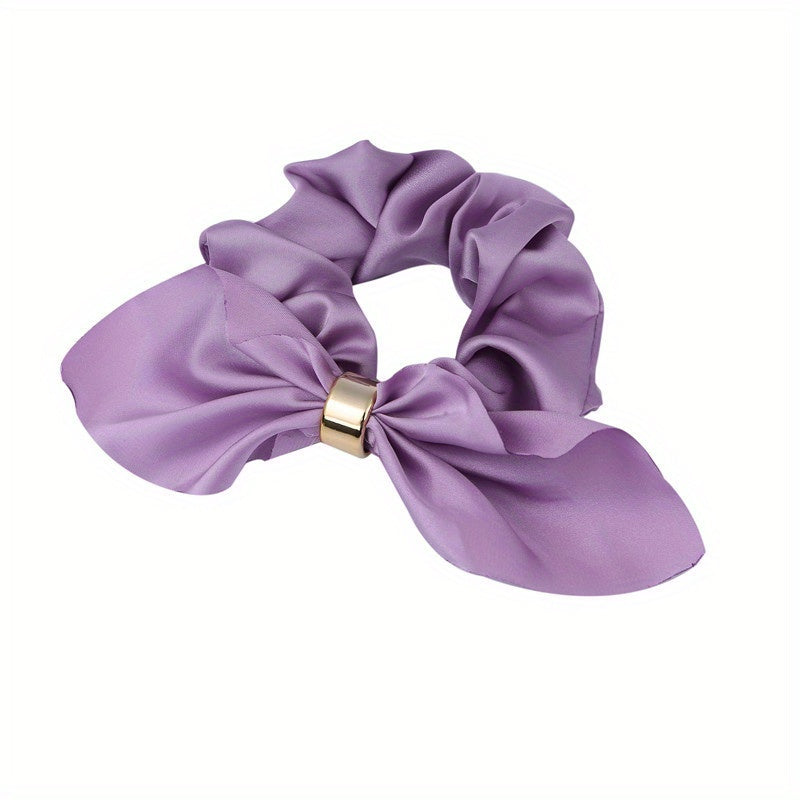 Satin Rabbit Ear Scrunchie Hair Tie Leather Band