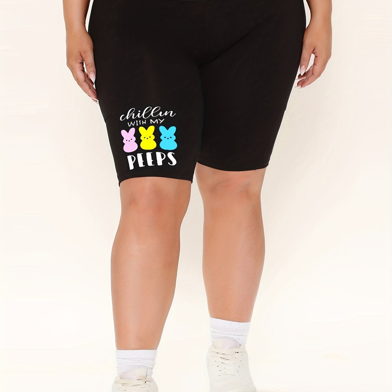 Women's Plus Rabbit Print High Rise Biker Shorts
