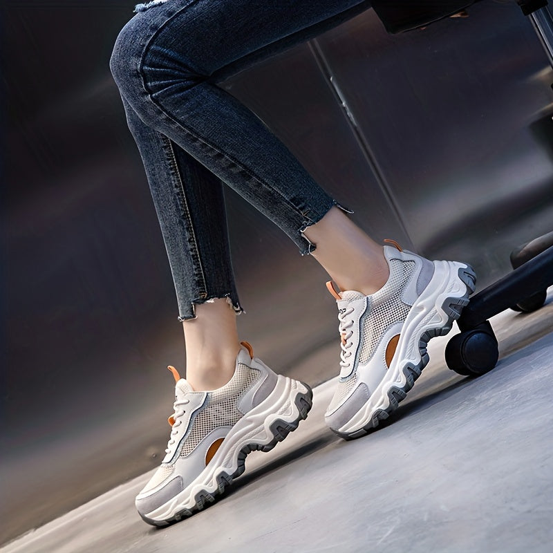 Women's Mesh Breathable Chunky Sneakers Comfortable Thick Bottom Non Slip