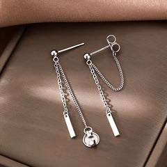 Modern Sterling Silver Bar Threader Earrings