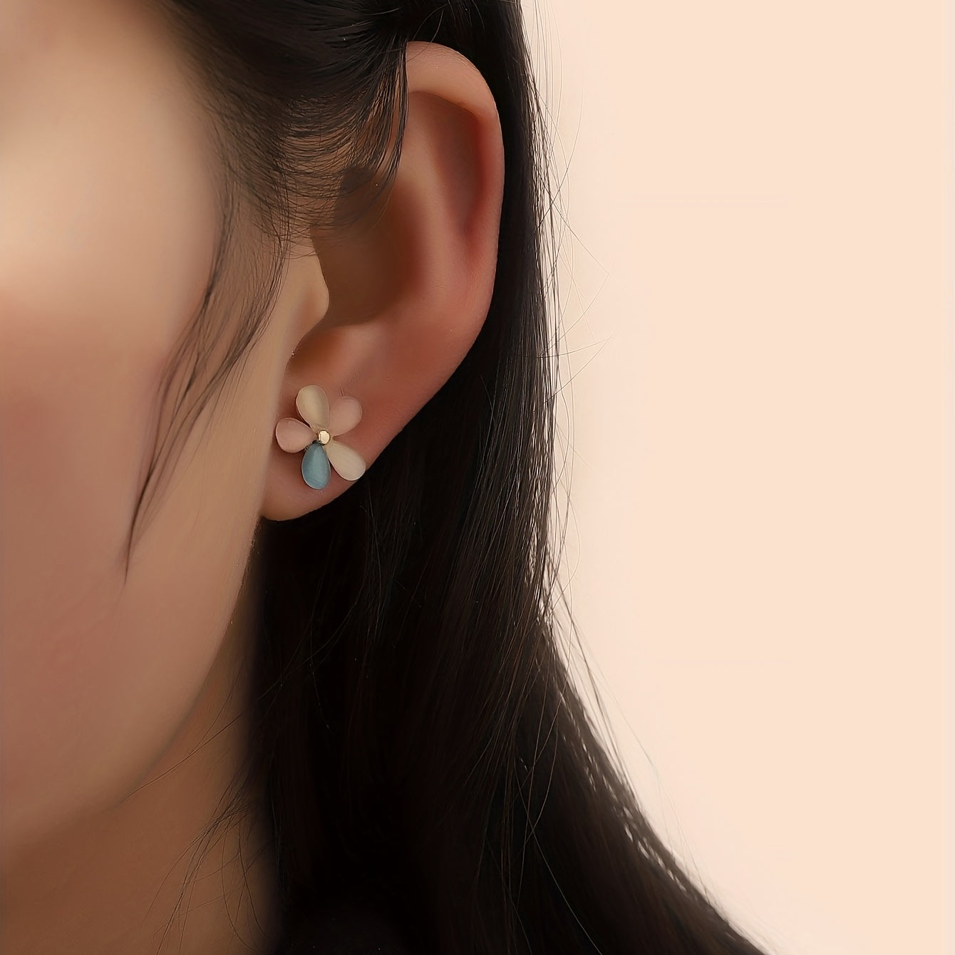 Moonstone Decor Stud Earrings 18K Plated Jewelry