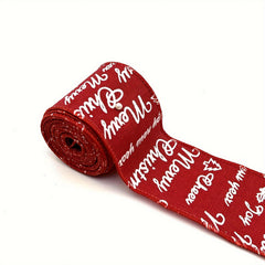 Christmas Wired Edge Ribbon Red Ribbon Merry Letter Ribbon For Gi