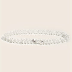 Bowknot Decor Waist Chain Faux Pearl Elastic Chain Belt Dress Girdle