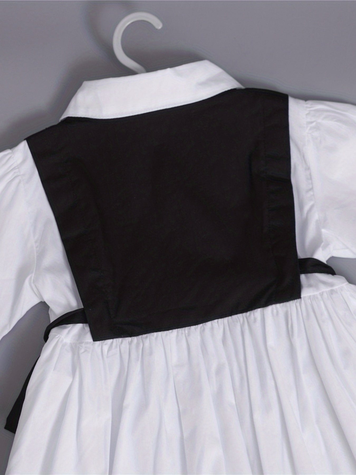 Girls' Colorblock Lace Up Collared Shirt Dress