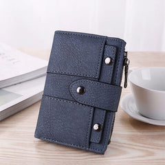 Retro Style Small Wallet Faux Leather Fold Wallet