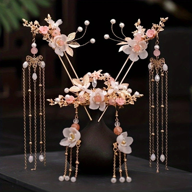 Ancient Style Hairpin With Tassel Flower Costume Headdress Hair Accessories