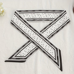 Happy Dot Print Skinny Scarf Silky Long Ribbon Neckerchief
