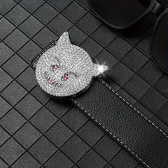 Men's Rhinestones Cat Buckle Belt Hip Hop Style