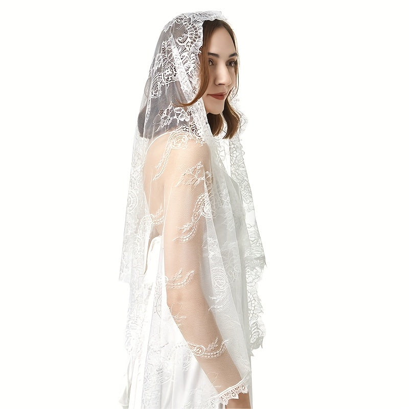 Romantic Lace Bridal Veil Headscarf for Brides