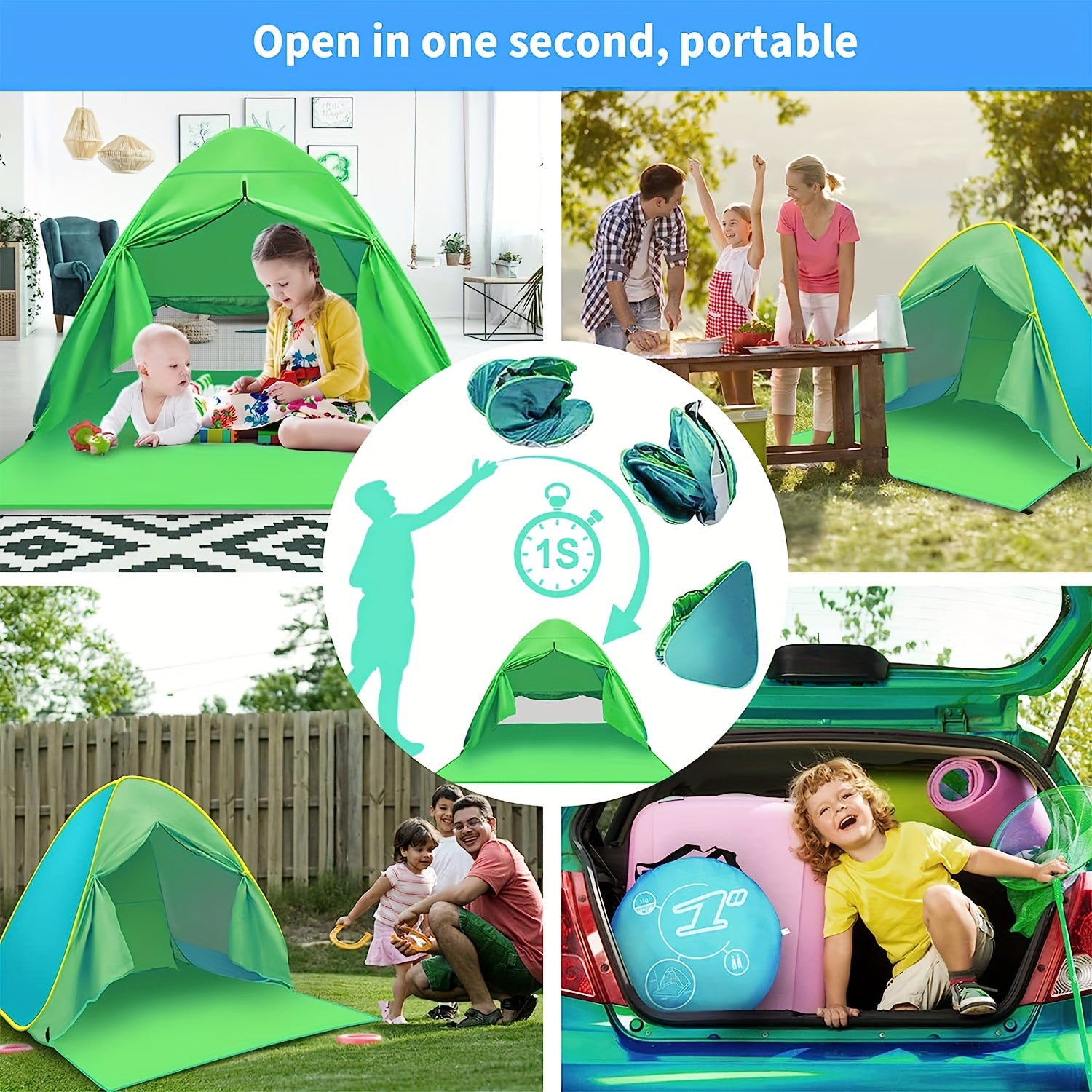 Pop Up Beach Tent Portable Beach Shade Canopy UPF 50 Lightweight