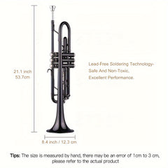 Professional Bb Trumpet Brass Lacquer Horn with 7C Mouthpiece