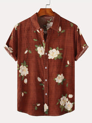 Men's Hawaiian Shirts Floral Print Short Sleeve Button Down Shirt