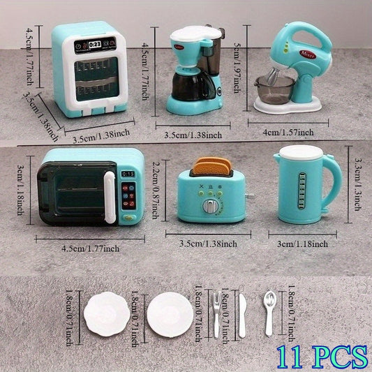 11pcs Kitchen Appliances Set DIY Dollhouse Furniture Simulation Cooking Models