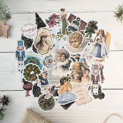 50pcs Merry Christmas Angle And Children Theme Scrapbook Stickers Pack