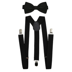Plain Elastic Suspender with Bow Ties for Men