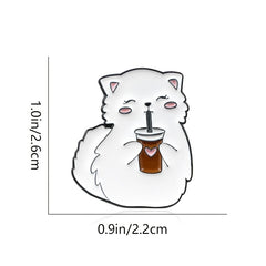 Cat Drinking Love Coffee Brooch Creative Accessory