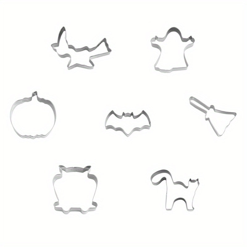 7pcs Halloween Cookie Cutters Stainless Steel Candy Mold Pumpkin Witch Molds