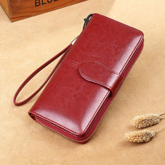Men's Leather Long Wallet Card Holder Zipper Coin Purses Phone Handbag