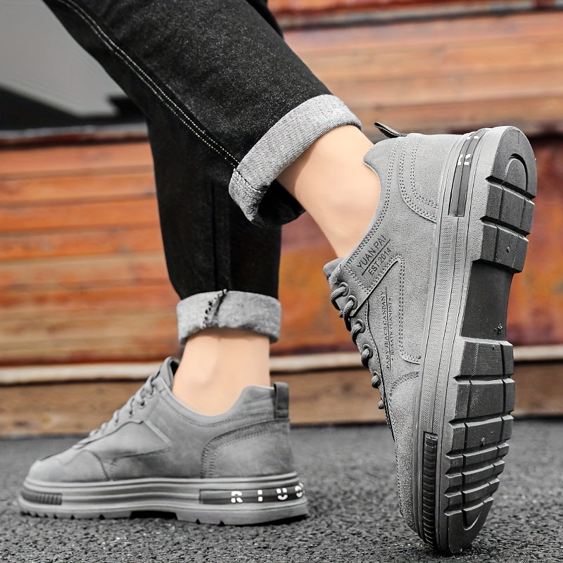 Men's Lace up Sneakers Athletic Shoes Comfortable PU Leather Walking Shoes