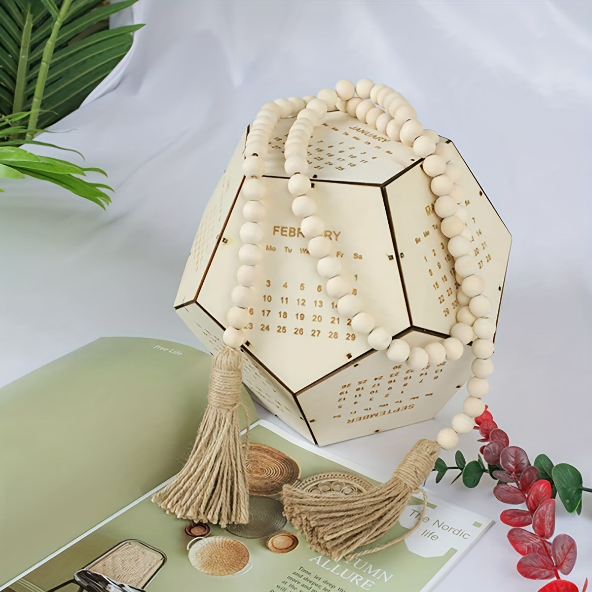 Wooden Beaded Wreath Tassels DIY Craft Farmhouse Decoration
