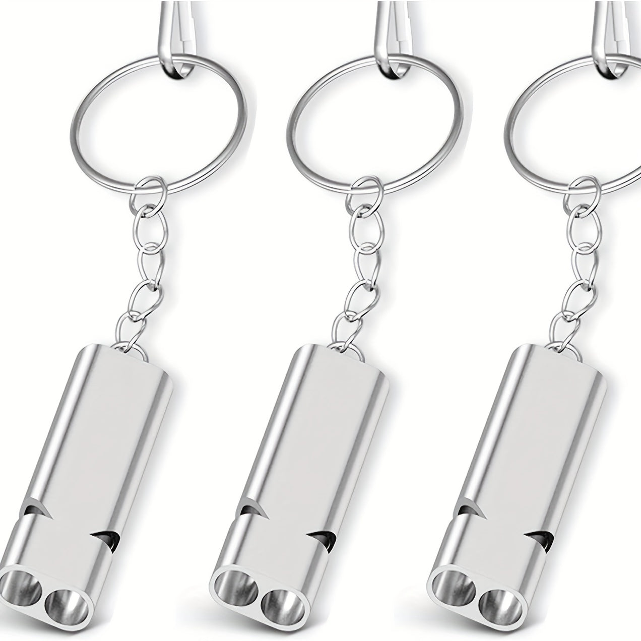 3pcs Double Tube Emergency Whistle with Lanyard for Outdoor Camping